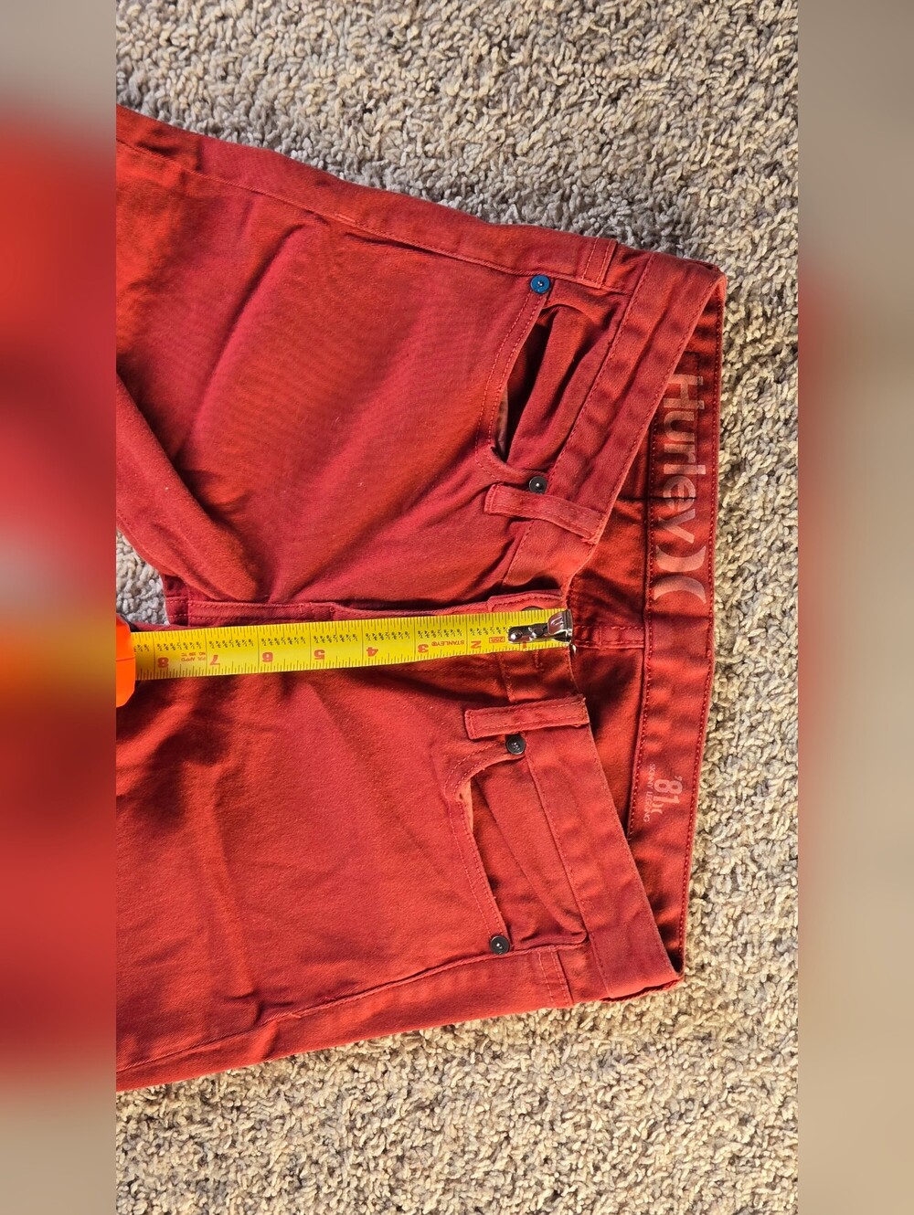 Hurley Red Skinny Jeans Womens Size 27 Stretch Low Rise Denim Pants - Picture 10 of 11